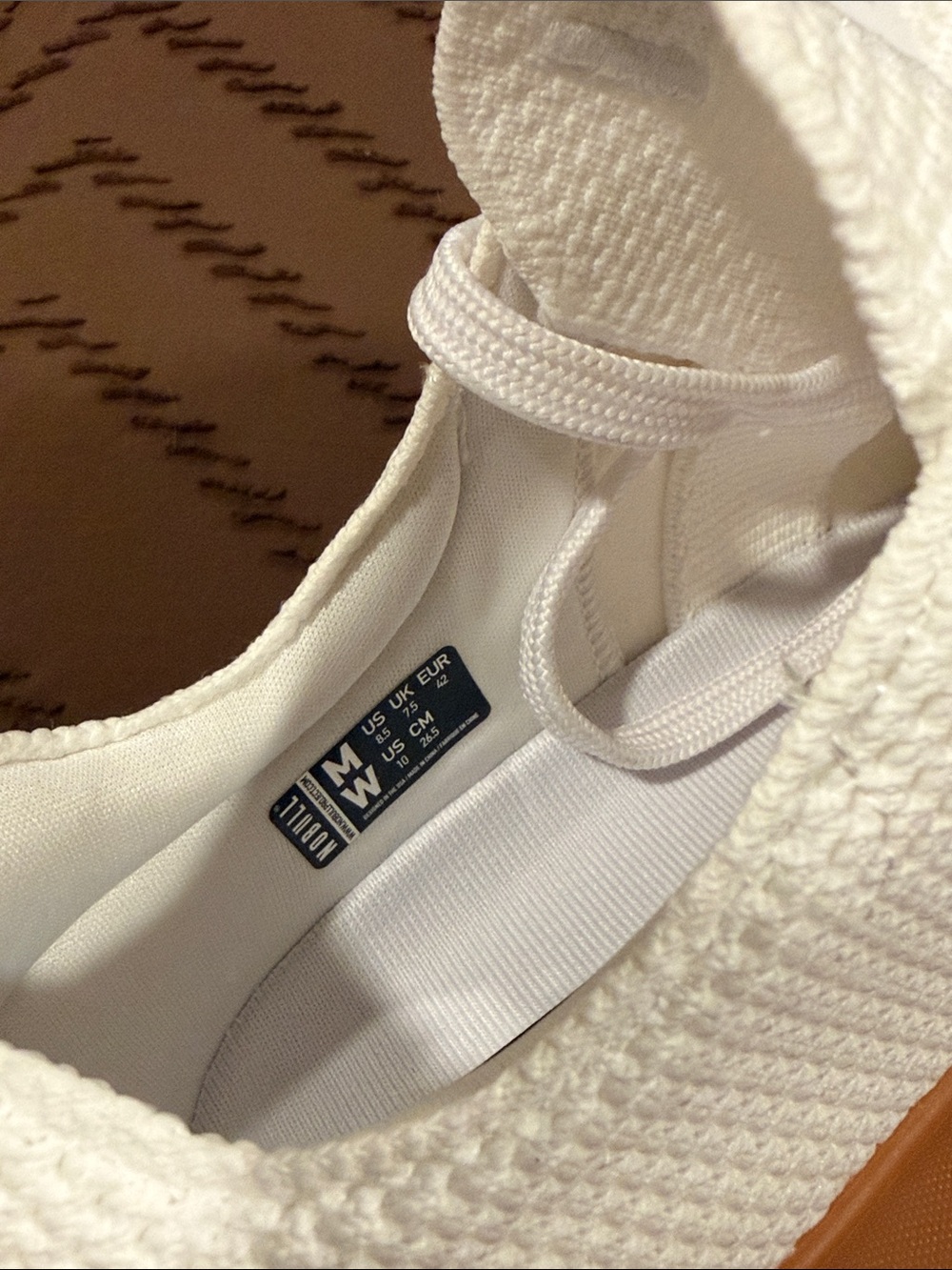 NOBULL White Knit Slip-On Sneakers with Orange Sole - Picture 4 of 5
